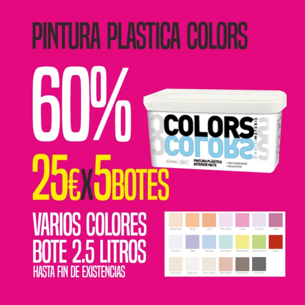 Pintura plástica Colors, botes de 2,5 litros marca Reveton - Imagen 2